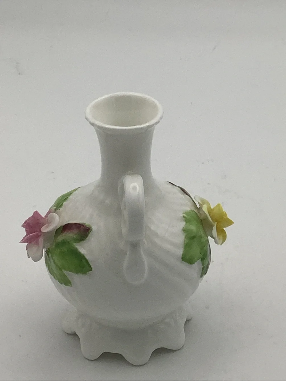 Coalport England Miniature Bone China Bud Vase with 3D Rose Accents